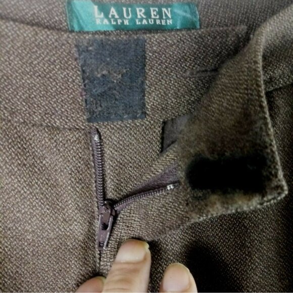 Lauren Ralph Lauren Womens Wool Dress Pants High Rise Brown Size 14 Minimalist - Picture 4 of 6